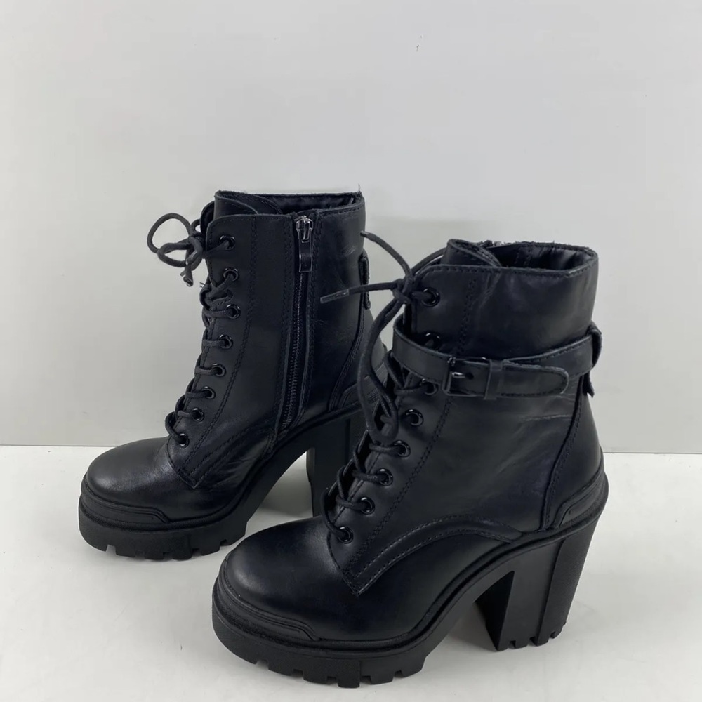 Aldo Black Leather Ankle Combat Boots, New No Box, Size 6.5, EUR 37 Uk 4 - Picture 3 of 13